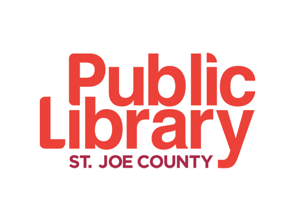 St. Joe County Public Library in red letters