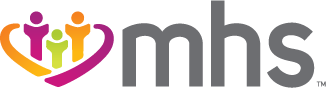 MHS logo with graphic of three people in a heart