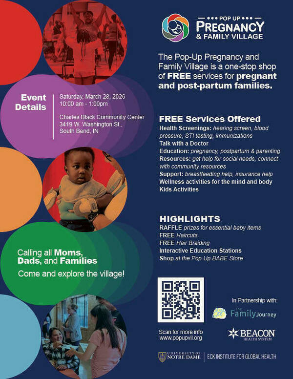 Colorful flyer that describes the Pop-Up event on March 28